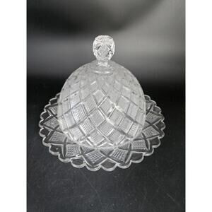 U.S. Glass Co. Diamond & Fine Cut #15053 Butter Dome & Plate ca. 1890s AS-IS